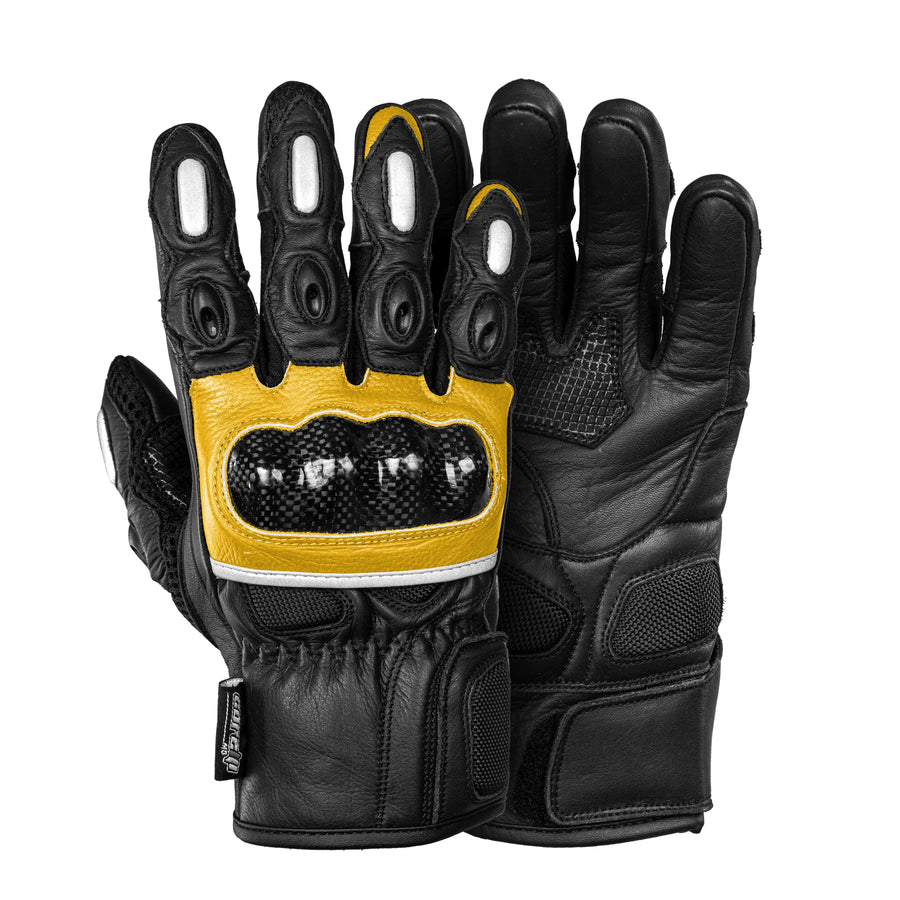 RAVEN CARBON RACER YELLOW MOTORCYCLE GLOVES