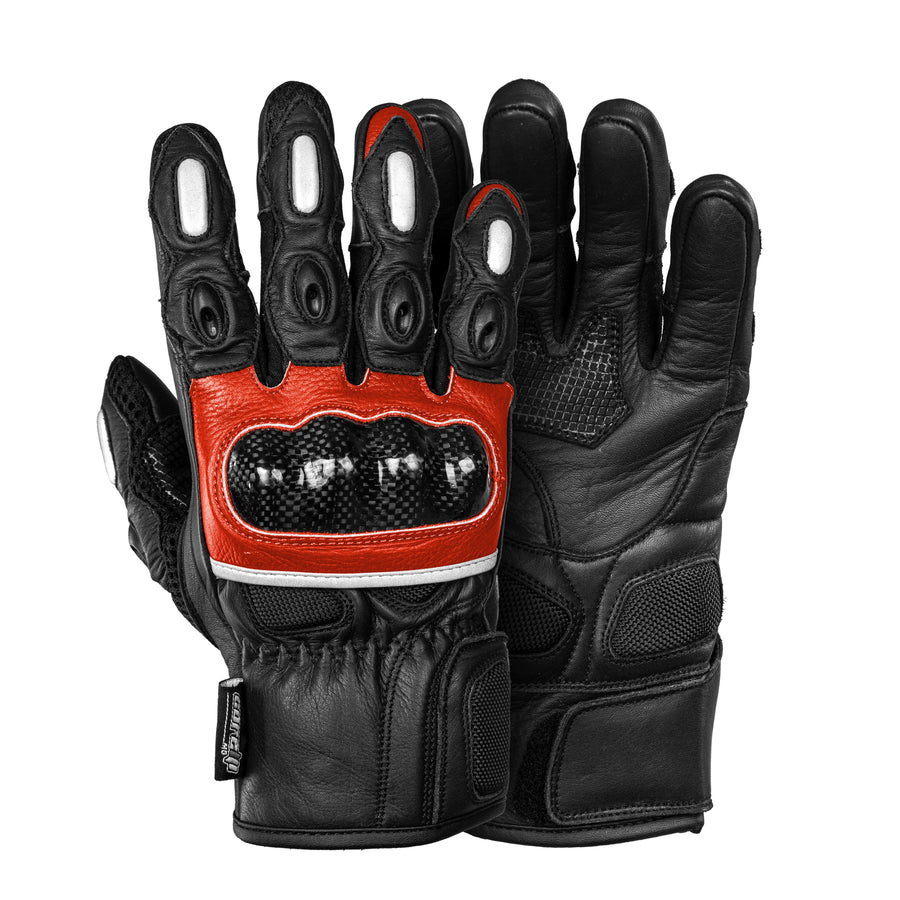 RAVEN CARBON RACER RED MOTORCYCLE GLOVES