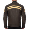 SOHO RETRO BROWN MOTORCYCLE LEATHER JACKET, cowhide leather, ce protectors, protected, inner lining, back photo