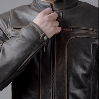 corelli mg adventure motorcycle retro vintage leather jacket front photo