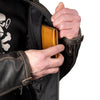 corelli mg adventure motorcycle retro vintage leather jacket close-up inside pocket photo 
