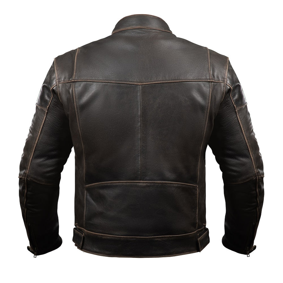 corelli mg adventure motorcycle retro vintage leather jacket back photo 