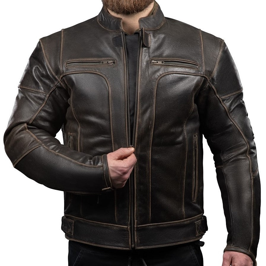 corelli mg adventure motorcycle retro vintage leather jacket front photo 