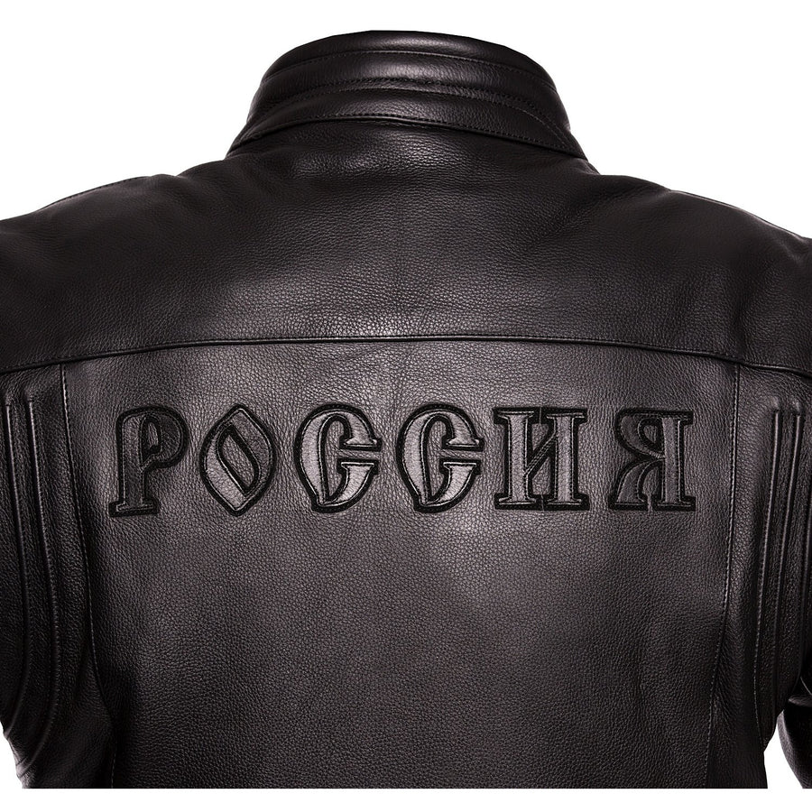Corelli MG Oroszország, fekete motorkerékpár bőrkabát, valódi marhabőr, kivehető CE protektorok, kivehető belső bélés, zsebek, YKK cipzár, vissza fénykép