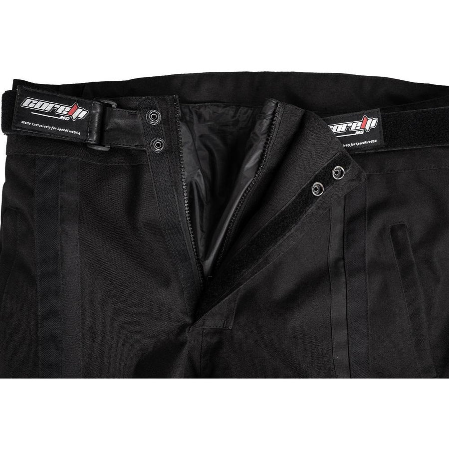 Corelli MG Vihar fekete motorkerékpár textil nadrág, kivehető CE protektorok, kivehető belső bélés, háló, cordura, YKK cipzár, zsebek, a közeli képek