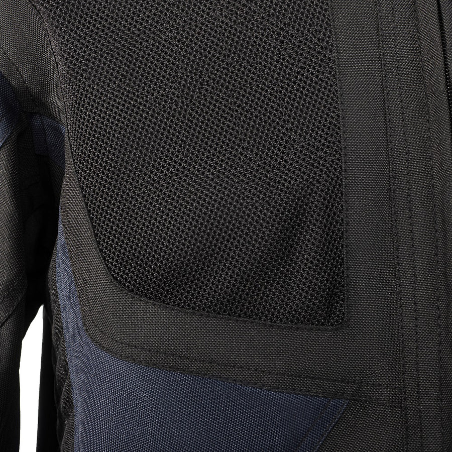 Corelli MG Rakéta kék fekete motoros textil dzseki, háló, cordura verseny, YKK cipzár, kivehető CE protektorok, kivehető belső bélés, zsebek, a közeli képek