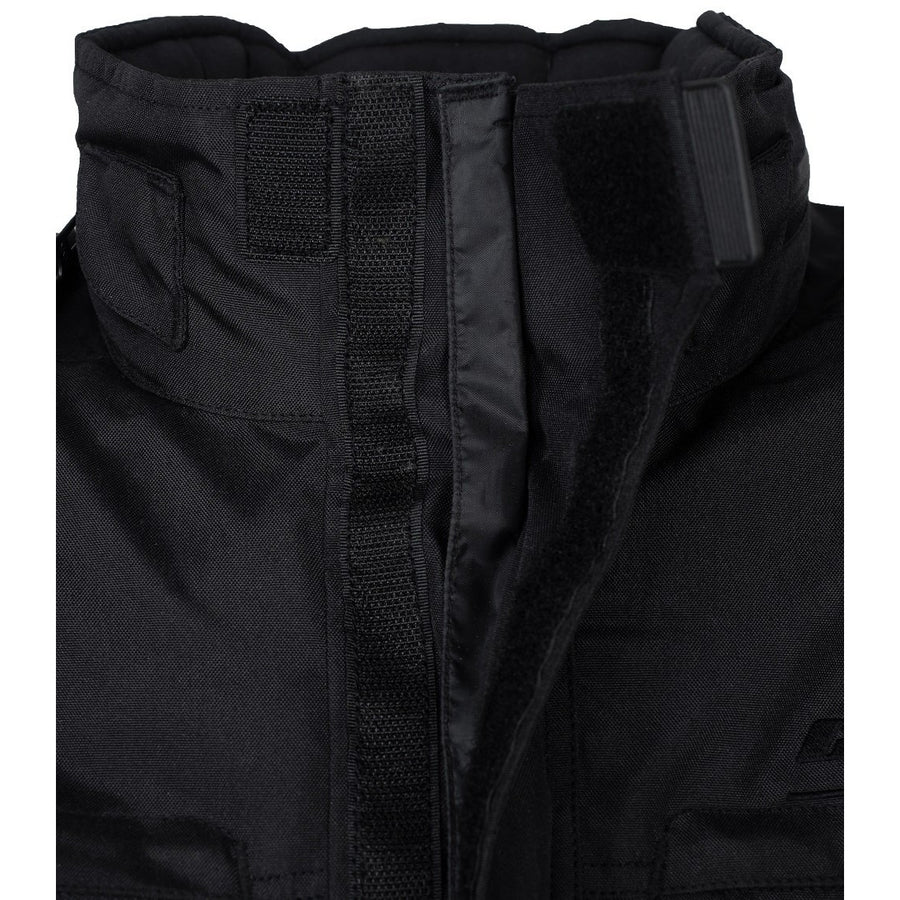 Corelli MG üzleti ügyvezető fekete motoros textil dzseki, teljesen védett, kivehető CE protektorok, kivehető belső bélés, YKK cipzár, zsebek, a közeli képek