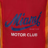 Corelli MG Miami racing team motoros textil védett kabát, kivehető CE protektorok, háló, cordura, kivehető belső bélés, kék, piros, narancs, YKK cipzár, zsebek, a közeli képek